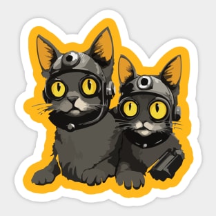 Modern Meows Atomic Age Black Kitschy Cats Sticker